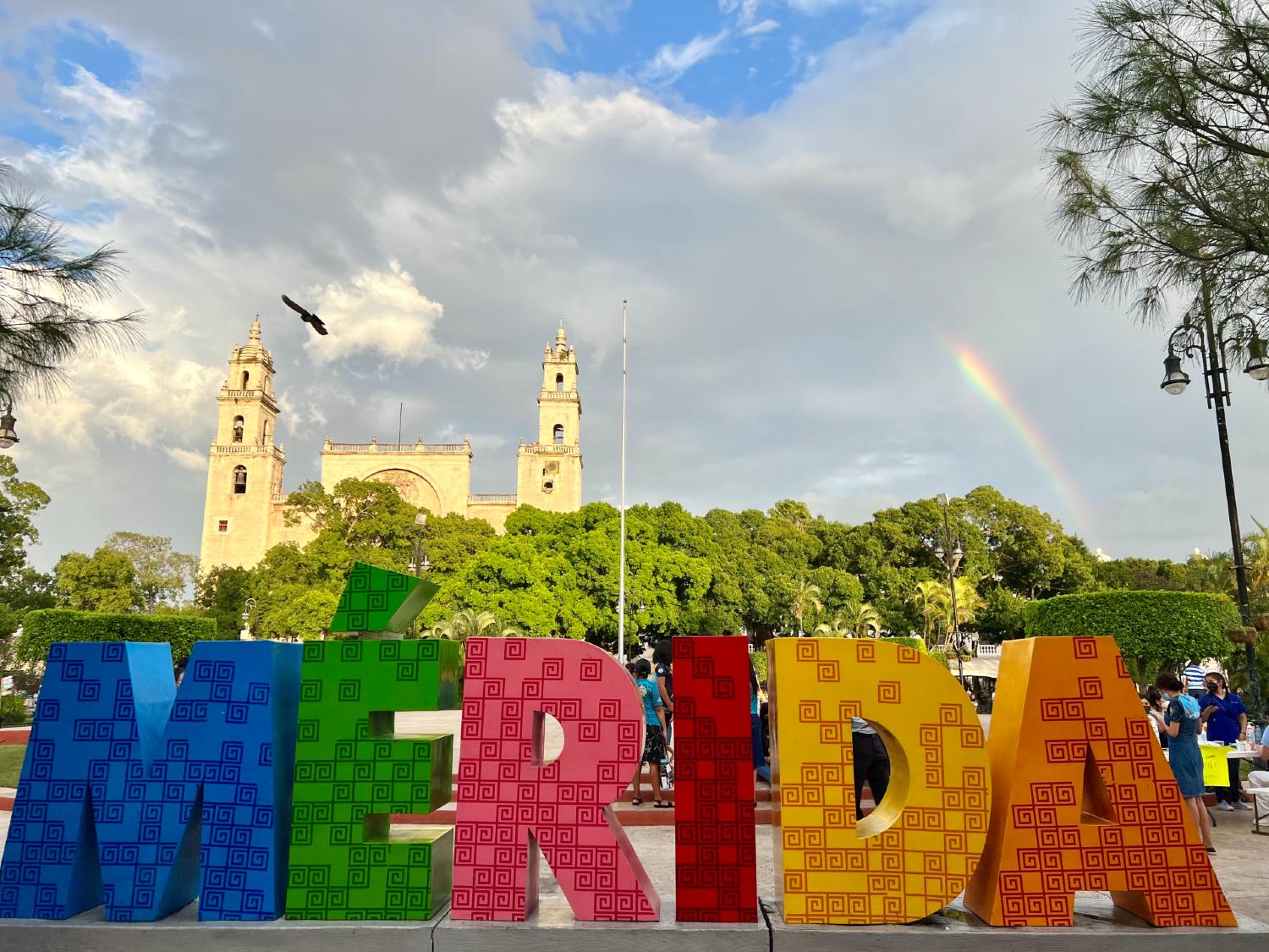 Merida sign with colorful letters.